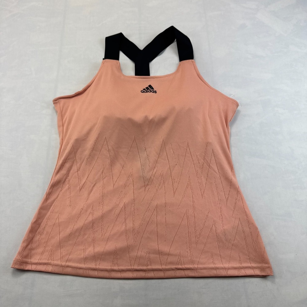 Adidas Primeblue Aeroknit Tank Top Womens L Peach Stretch Built In Bra Racerback